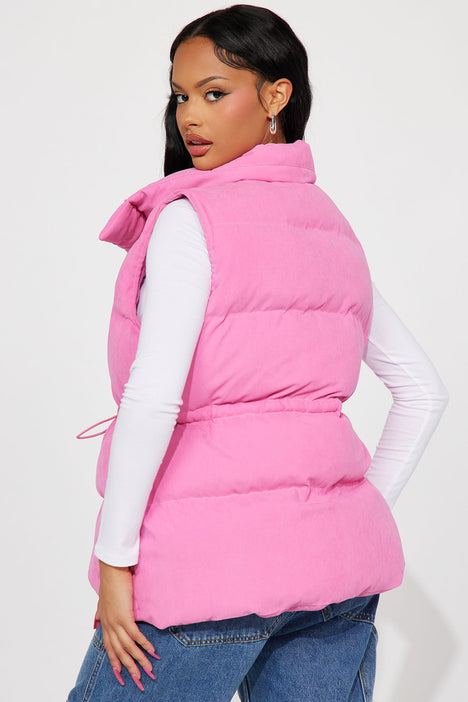 Womens hot store pink puffer vest