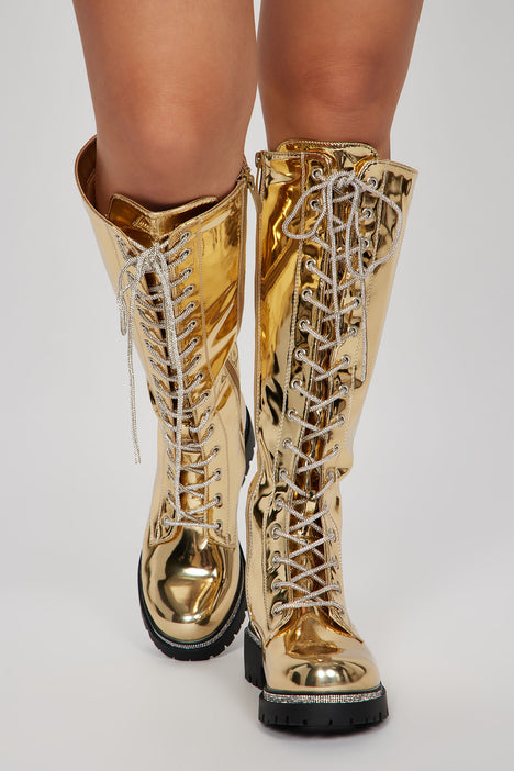 Gold lace hot sale up booties