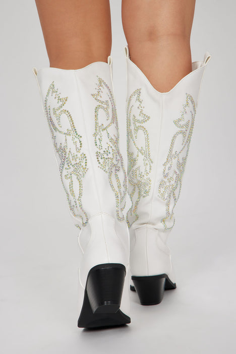 Country Girl Attitude Cowboy Boots White Fashion Nova Shoes