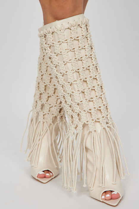 Summer Crochet Knee High Boots Cream Fashion Nova Shoes