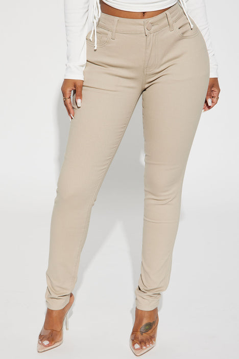 Womens tight khaki best sale pants