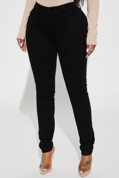 Black Skinny Cigarette Pants High Waist Beltless Semi - Temu