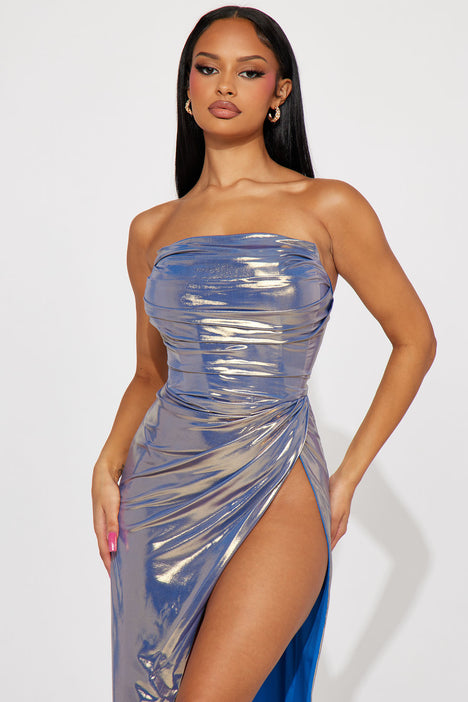 Venus Metallic Gown Blue