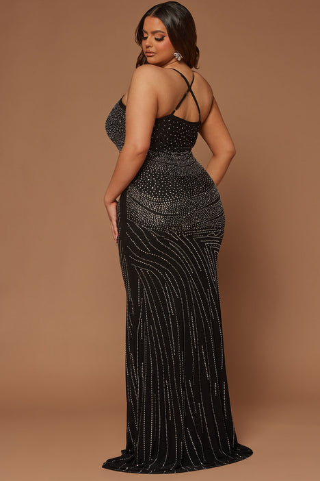 Alessia Embellished Gown - Black, Fashion Nova, Luxe