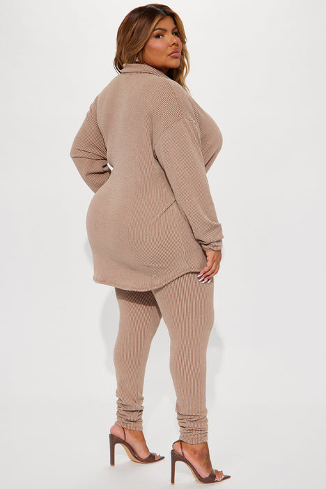 Maddie Ribbed Legging Set Taupe