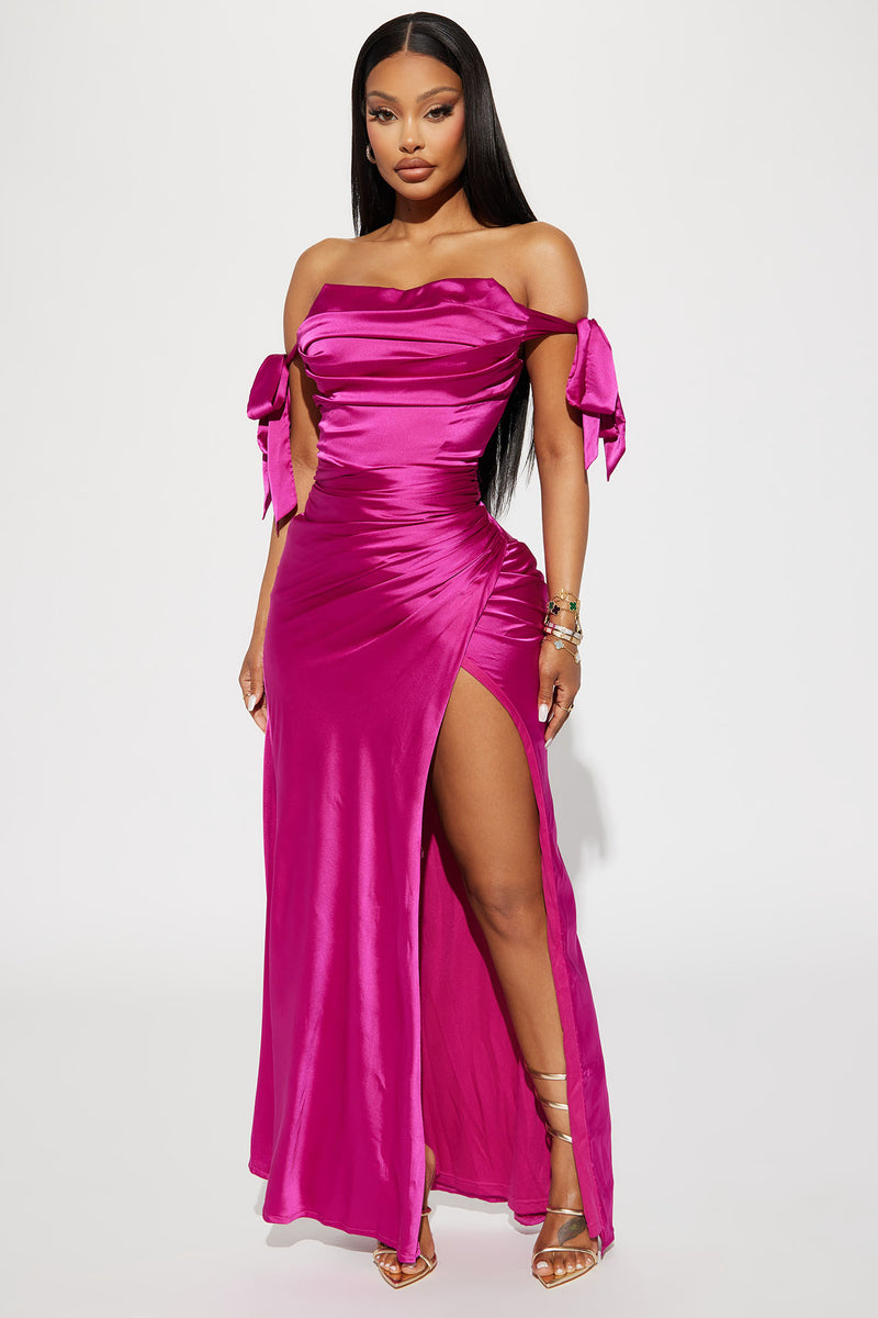 Lady Of The Night Satin Maxi Dress - Magenta | Fashion Nova, Dresses ...