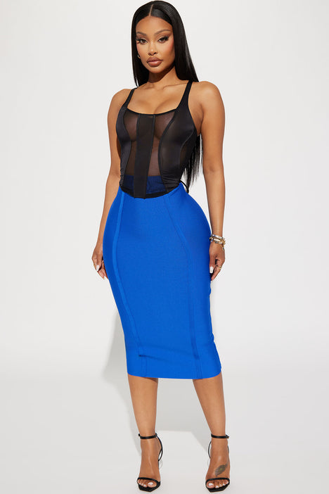 Cardi Bandage Midi Skirt Royal