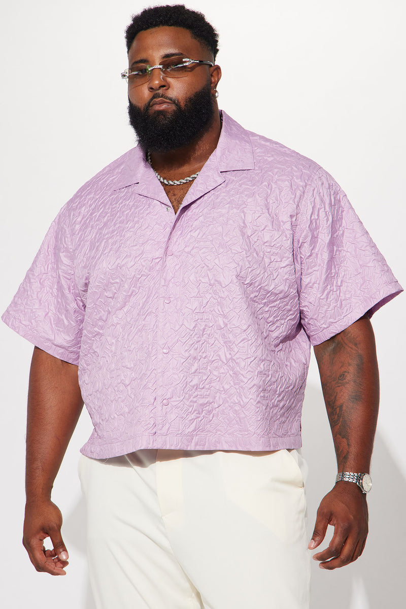 Indio Textured Nylon Cropped Button Up Shirt - Lavender | Fashion Nova ...