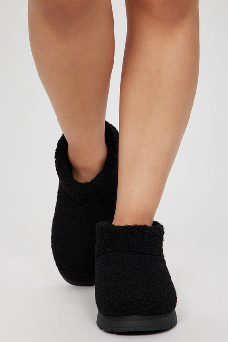 Valarie Sherpa Ankle Booties Black Fashion Nova Shoes