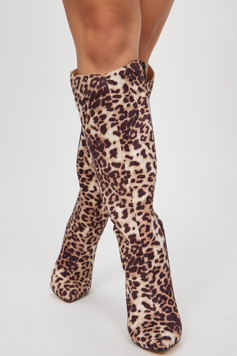 Leopard boots top knee high