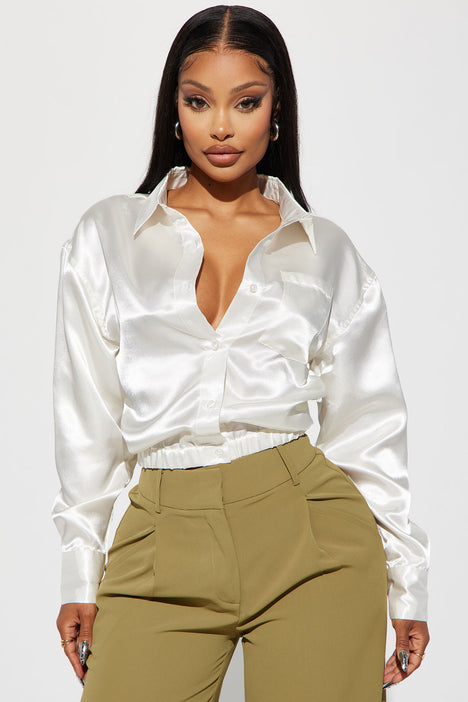 Katana Satin Shirt Off White Fashion Nova Shirts Blouses