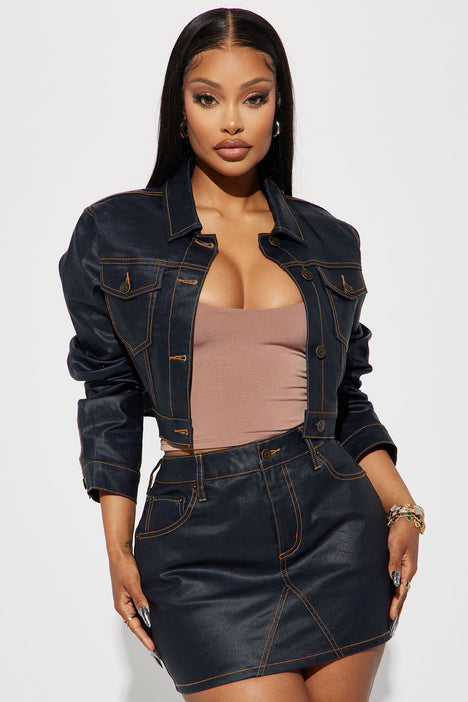 Cropped denim jacket size 18 on sale