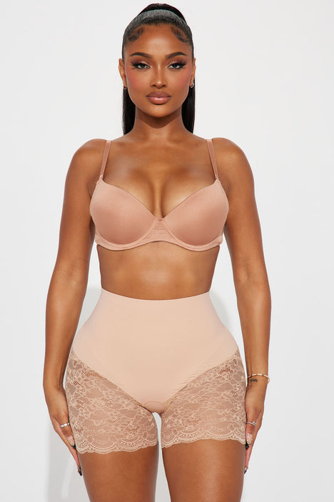 Tight Fit Lace Control Microfiber Shapewear Short Mocha
