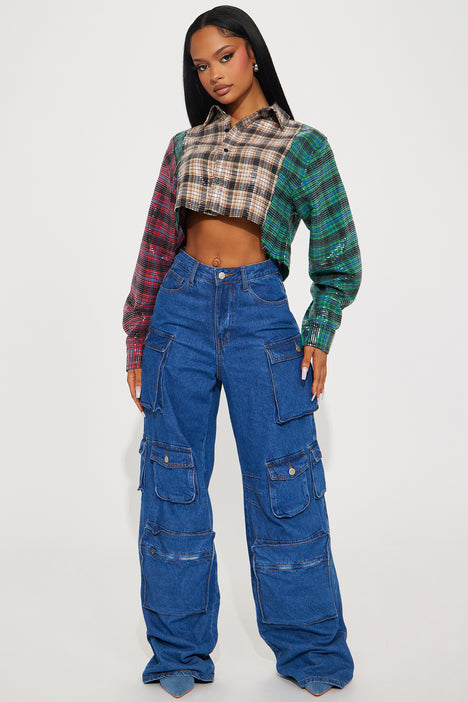 Plaid sequin hotsell shirt