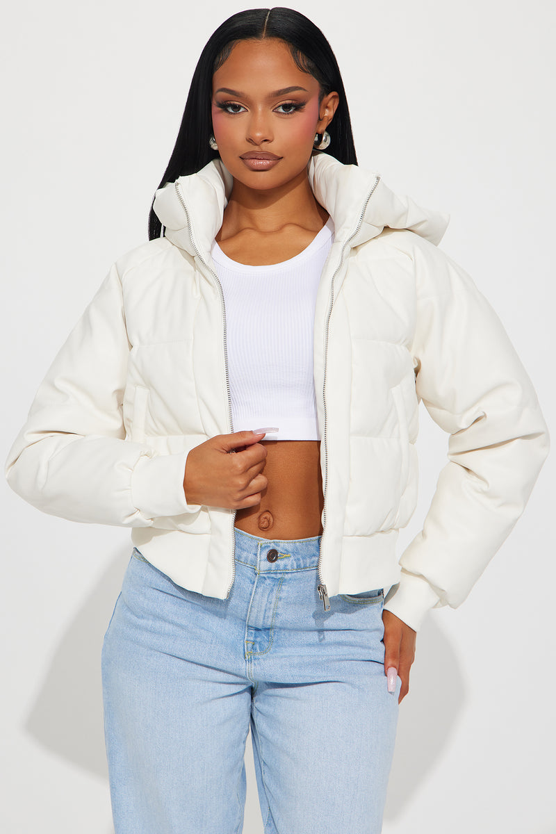 Got Her Own Faux Leather Puffer - White | Fashion Nova, Jackets & Coats ...