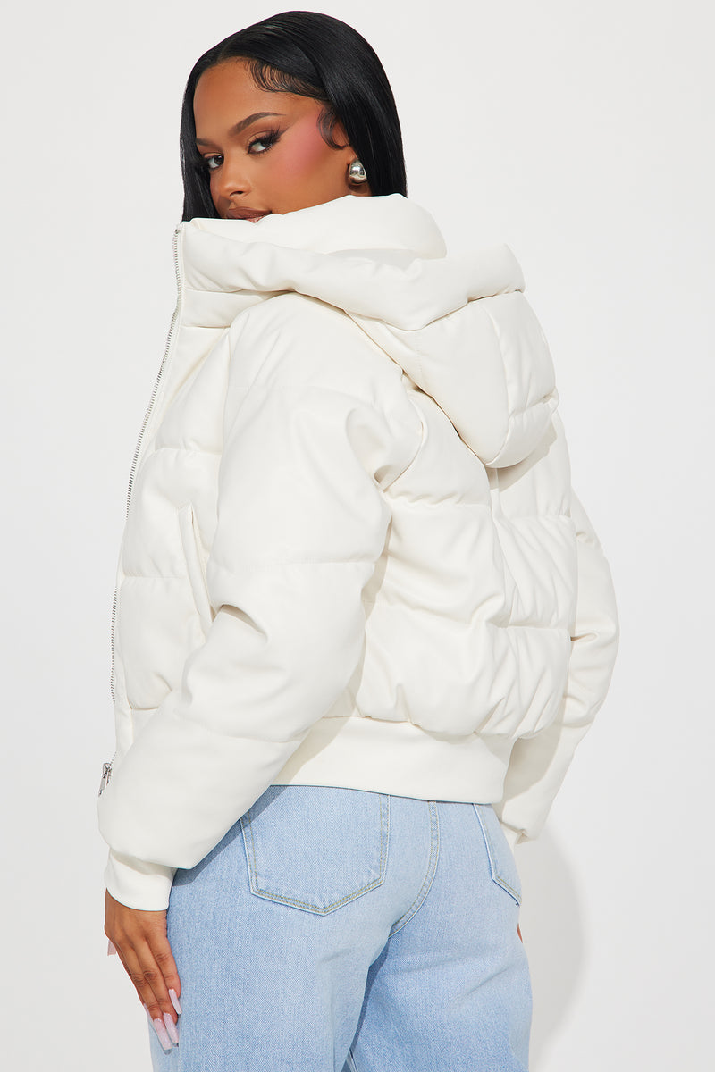 Got Her Own Faux Leather Puffer - White | Fashion Nova, Jackets & Coats ...