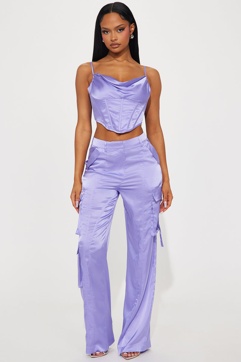 Kara Satin Pant Set - Purple | Fashion Nova, Matching Sets | Fashion Nova