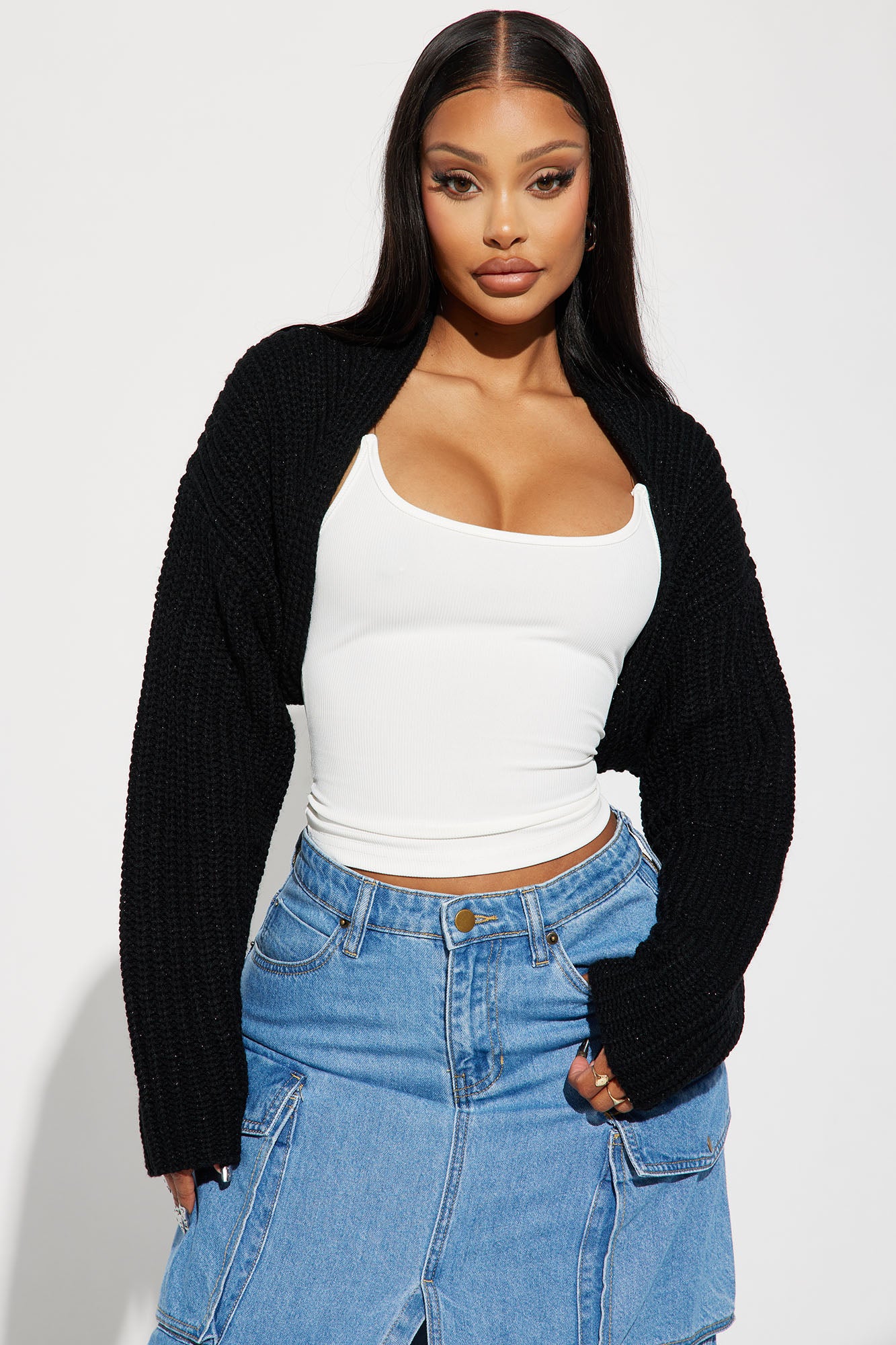 Cool Girl Mood Bolero Sweater Black Fashion Nova Sweaters