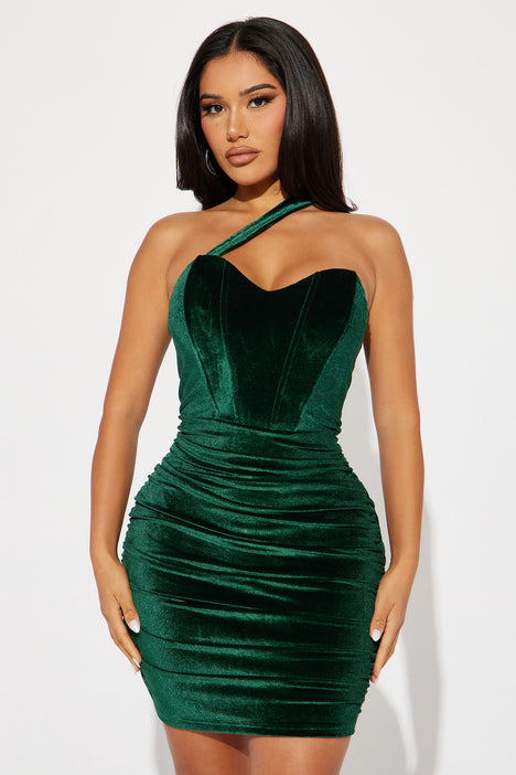 Green velvet dress fashion nova shop