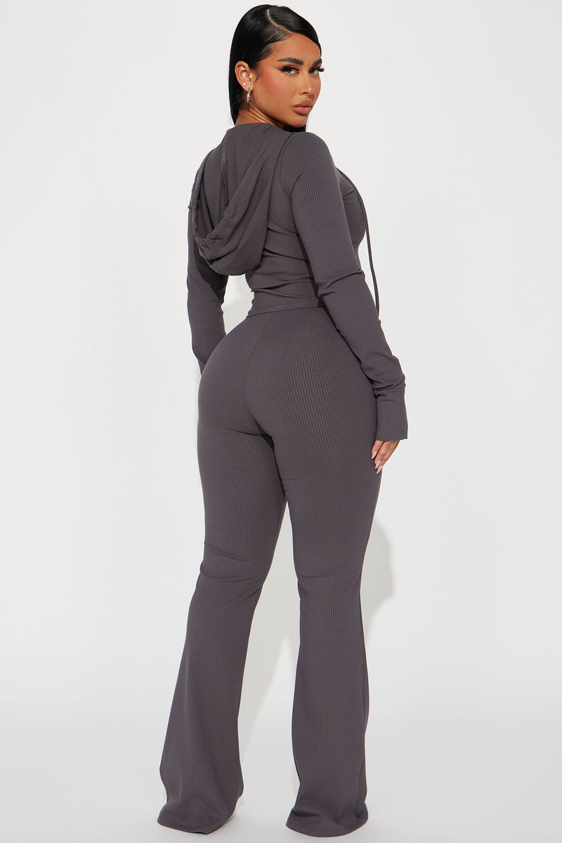 Laurie Ribbed Pant Set - Charcoal | Fashion Nova, Matching Sets ...