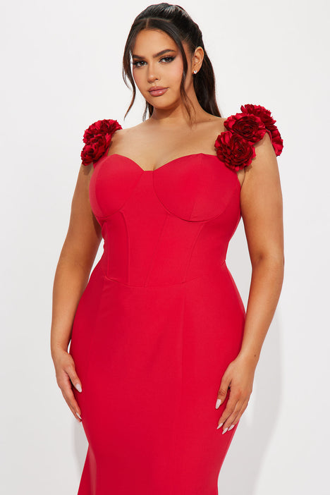 Fashion nova red dress plus size sale