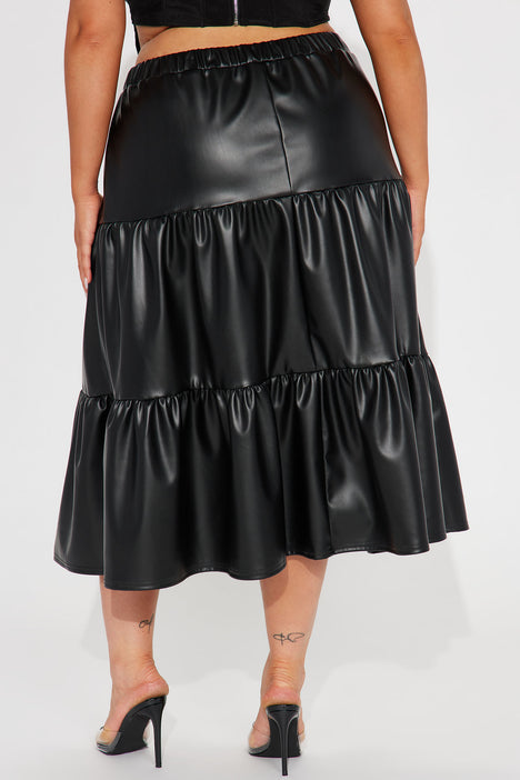 Tiered clearance leather skirt