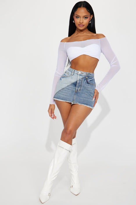 Flip Side Micro Mini Denim Skirt Medium Wash