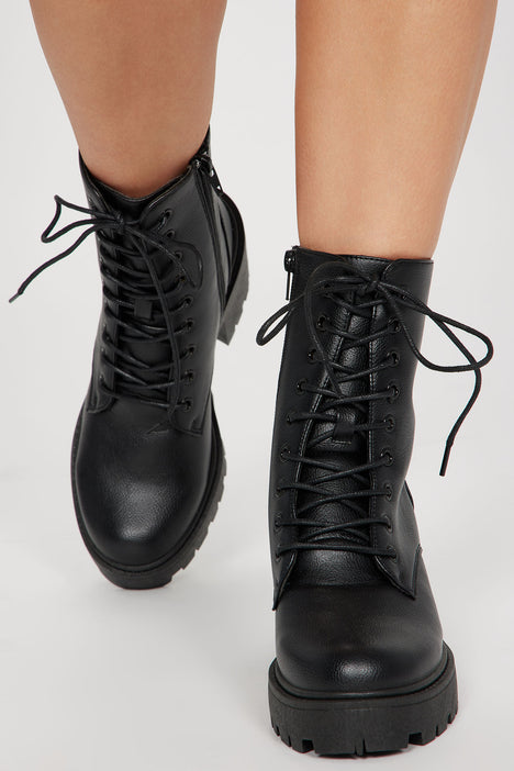Dallas Lace Up Combat Booties Black Fashion Nova Shoes
