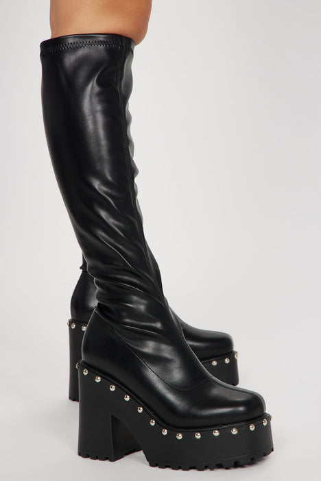 Studded knee high boots outlet