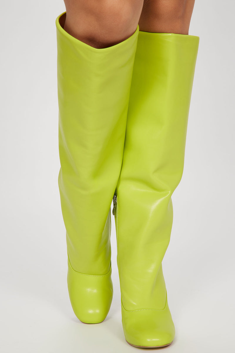 Make You Closer Knee High Heeled Boots - Green | Fashion Nova, Shoes ...
