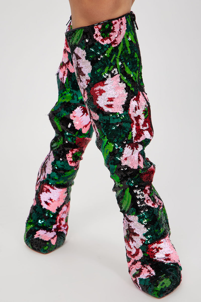 Cassia Sequin Knee High Boots Fashion Nova, Shoes