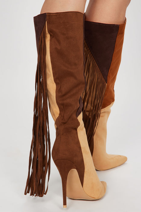 Fringe high heel boots store