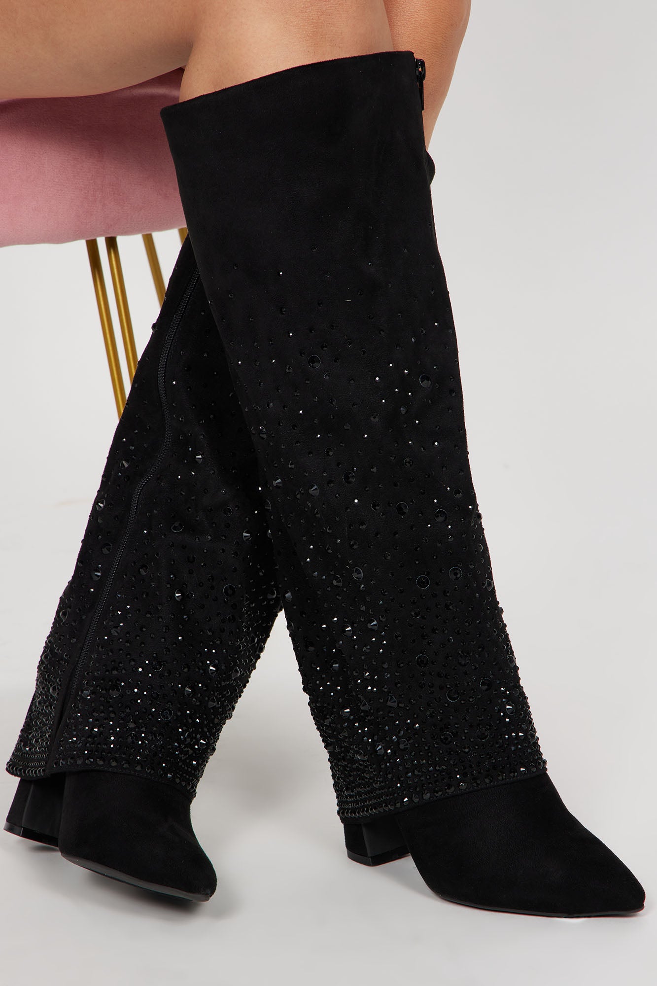 The Best Vibe Knee High Heeled Boots Black Fashion Nova Shoes