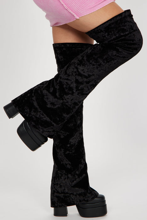On My Way Out Velvet Boots Black Fashion Nova Shoes Fashion