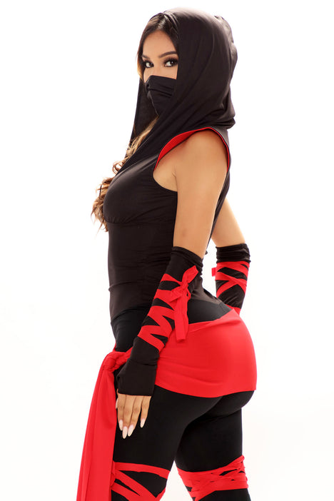 Silent Ninja Piece 4 Costume Set - Black/Red, Fashion Nova, Womens Costumes