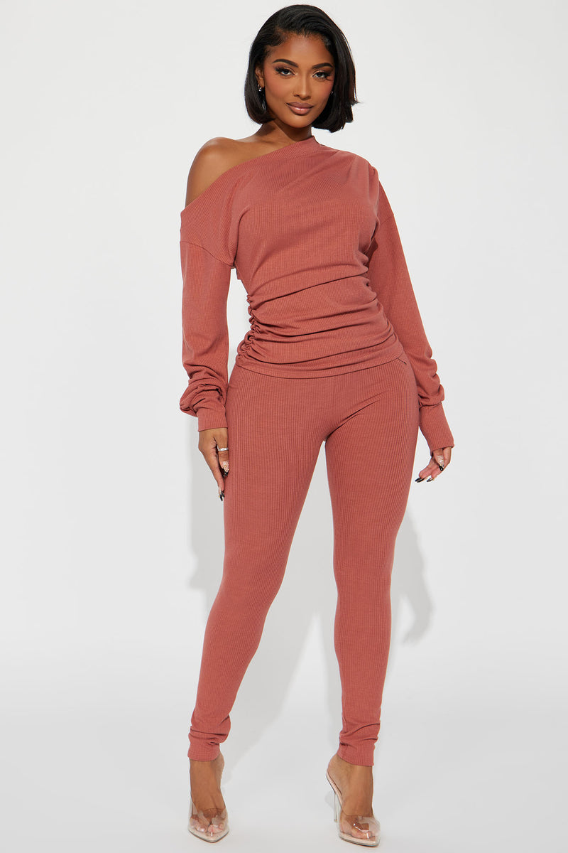 Taylor Off Shoulder Pant Set Marsala Fashion Nova, Matching Sets
