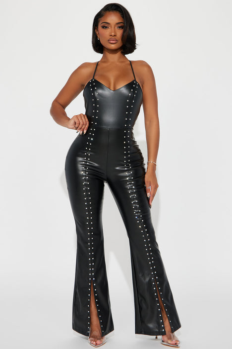 Fashion nova best sale leather jumpsuit
