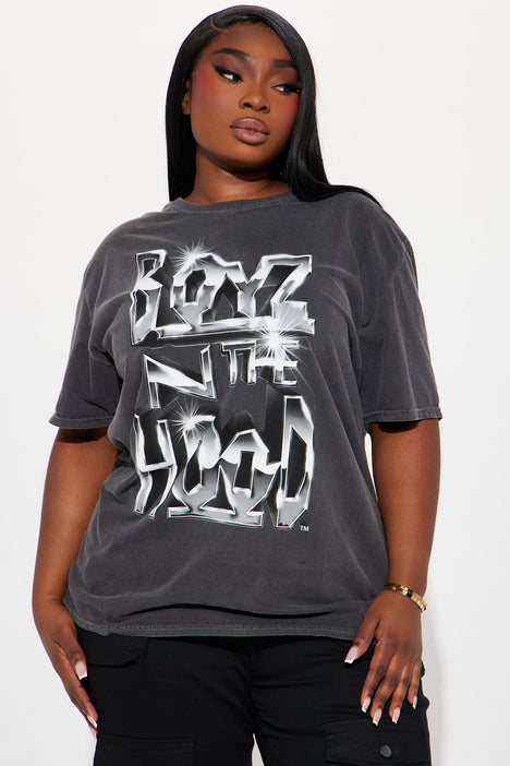 Women's black boyz n the hood print oversized 2025 t shirt