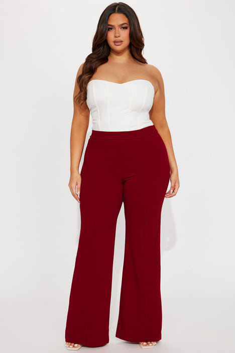 Victoria High Waisted Dress Pants Red