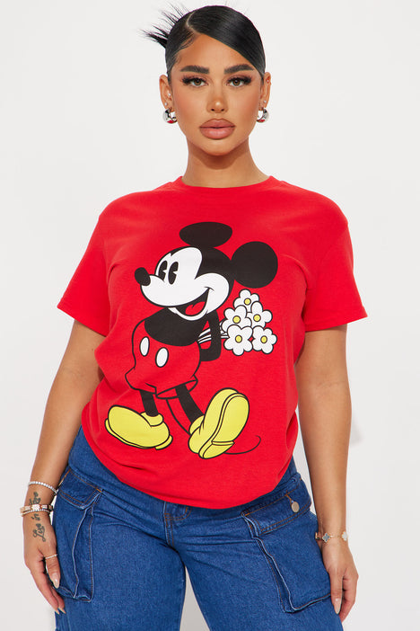 Red mickey mouse t shirt hotsell