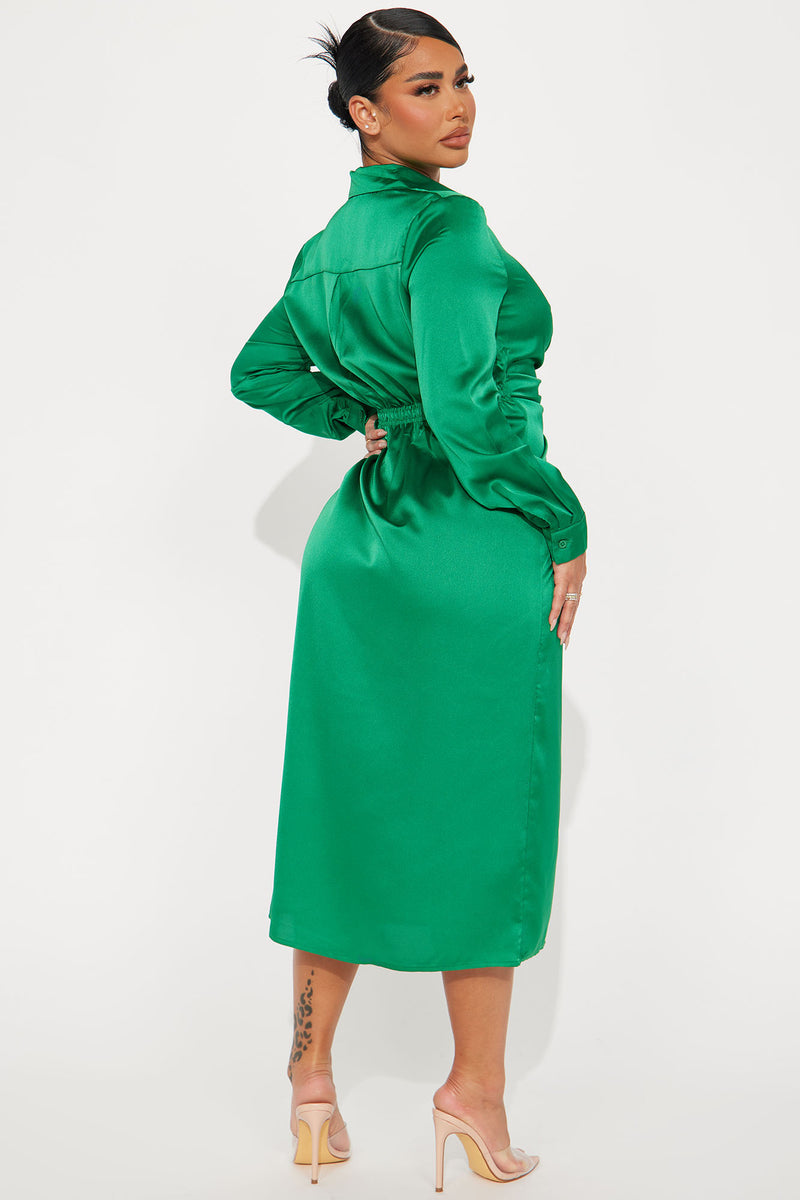 Isabella Satin Midi Dress - Green | Fashion Nova, Dresses | Fashion Nova
