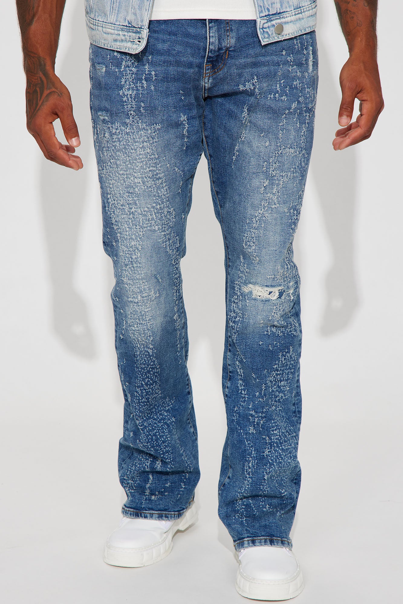 Switch Up The Flow Stacked Slim Flare Jeans - Light Blue Wash 