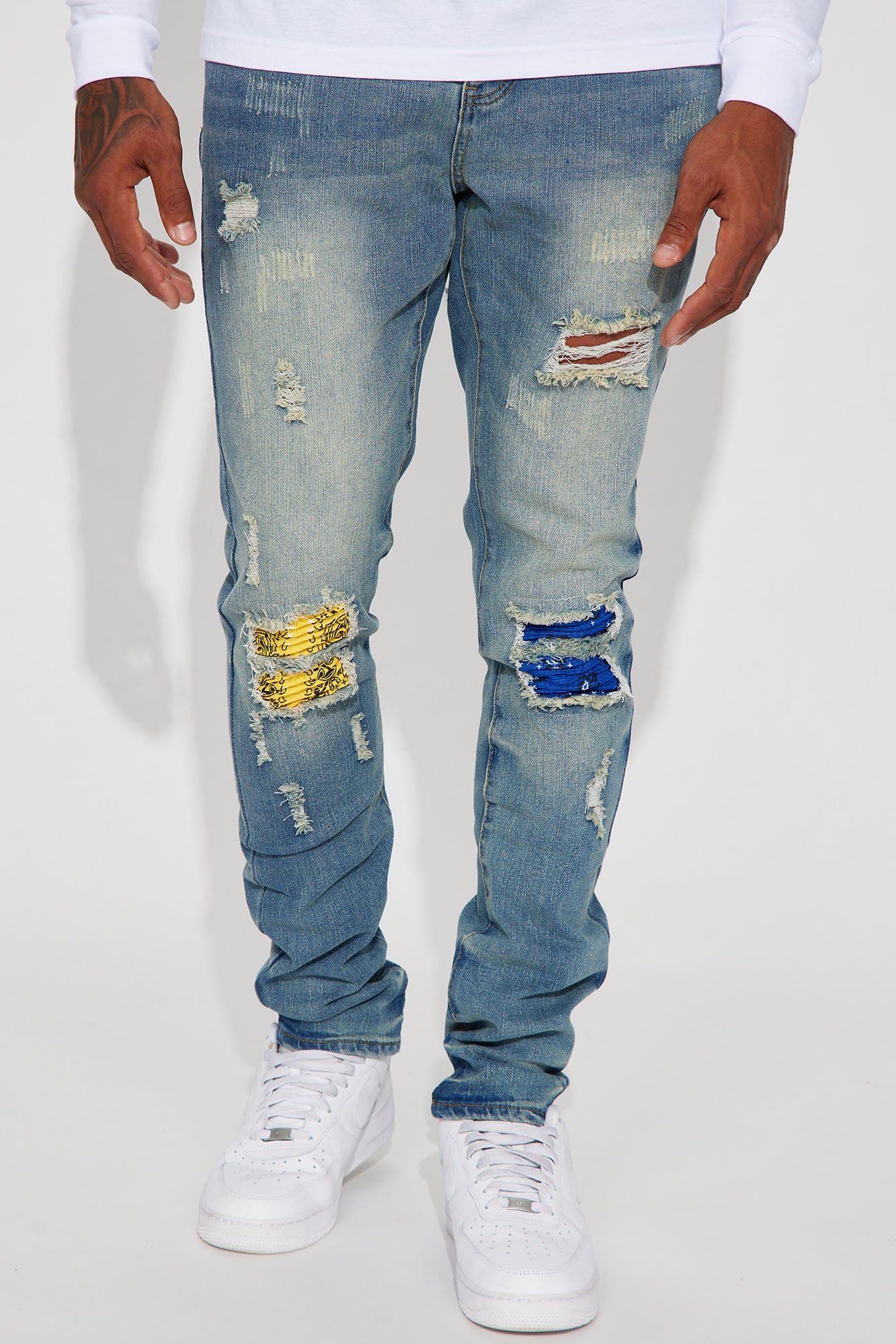 Be Like This Moto Stacked Skinny Jeans Medium Wash