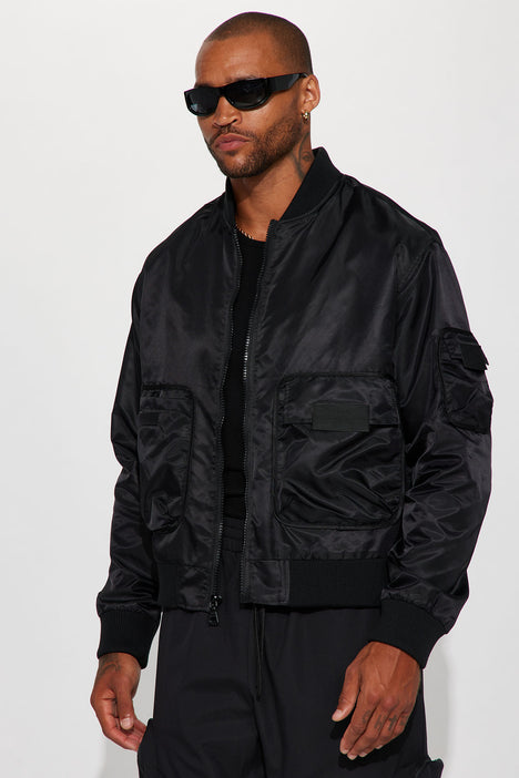 Black windbreaker cheap bomber jacket