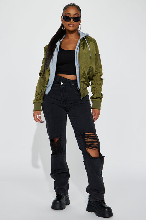Hoodie and clearance bomber jacket outfits