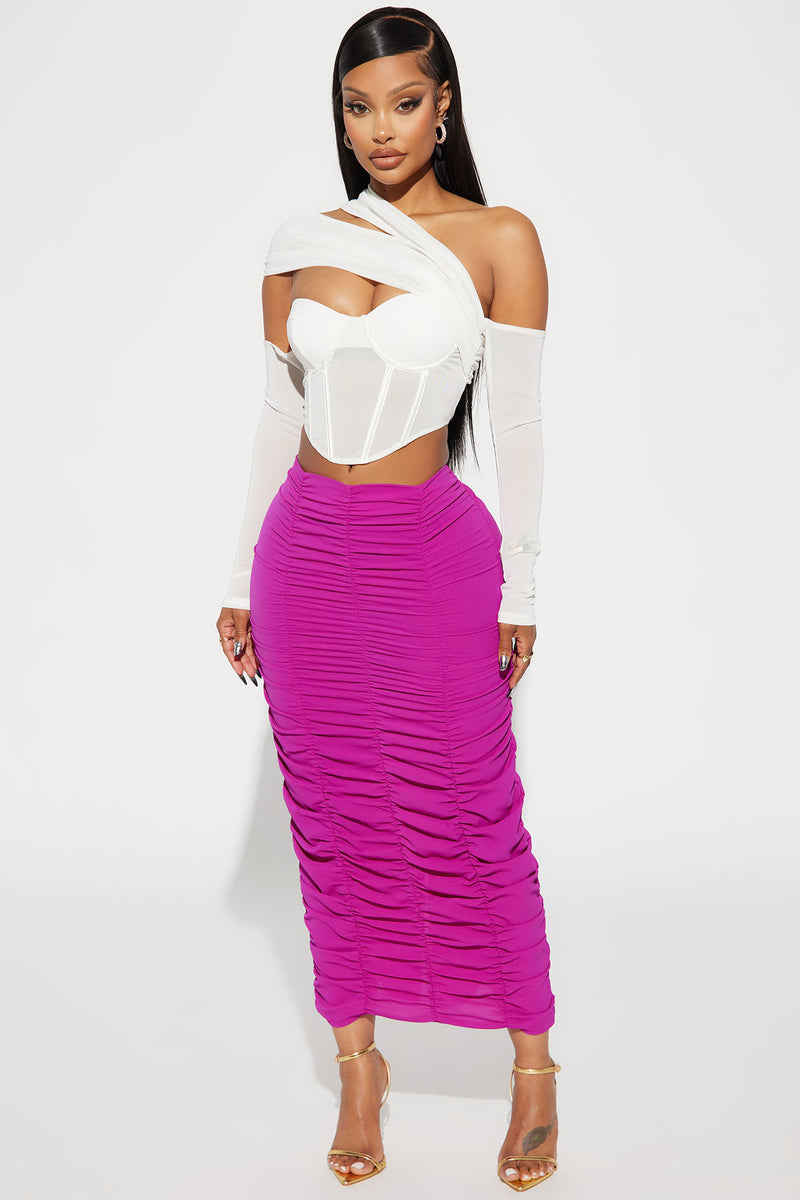 Maddy Ruched Maxi Skirt - Plum | Fashion Nova, Skirts | Fashion Nova