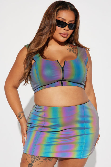 White reflective hotsell skirt set