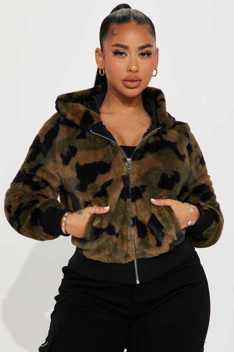 Camouflage clearance fur jacket