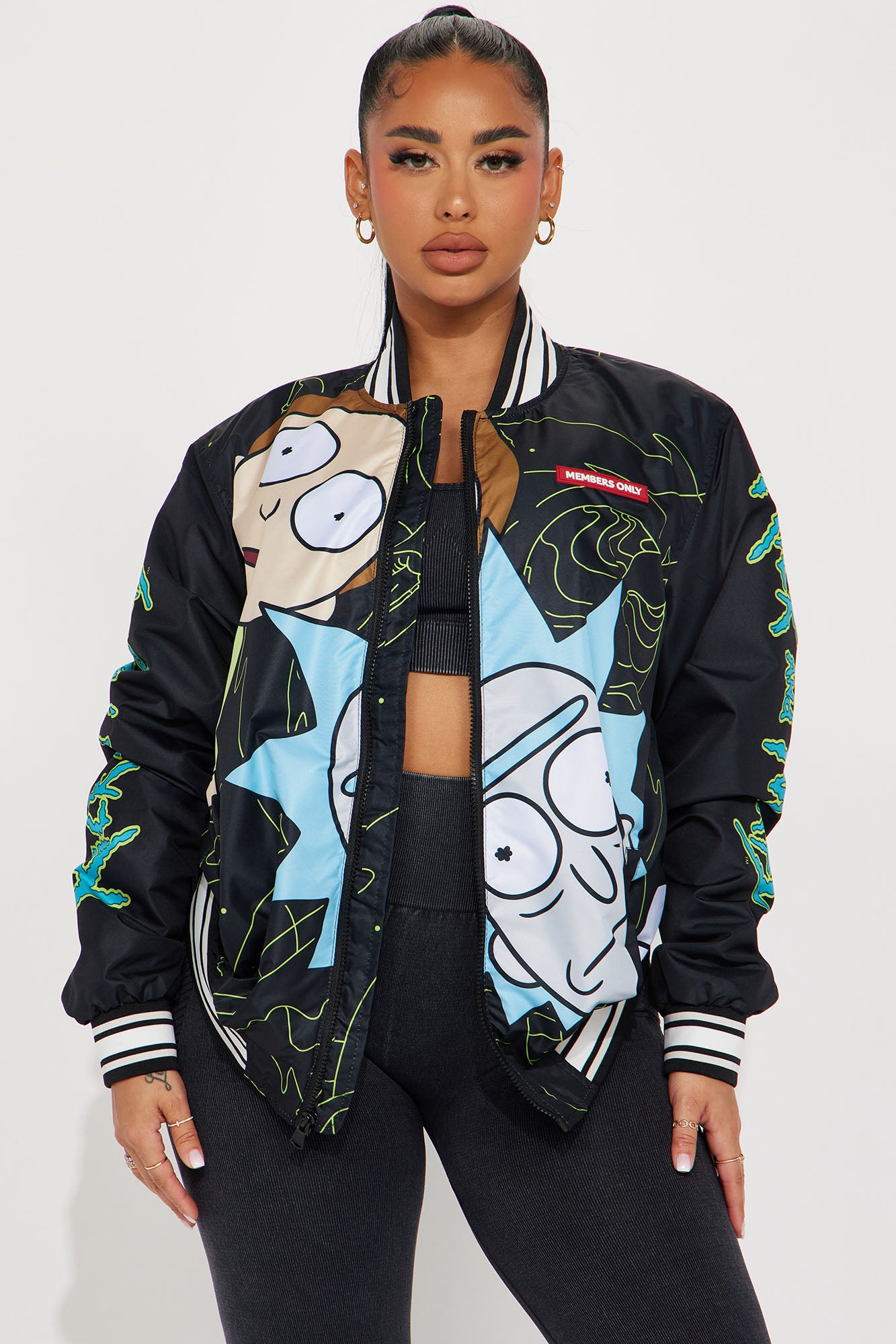 Rick Morty Bomber Jacket Black Fashion Nova Screens Tops