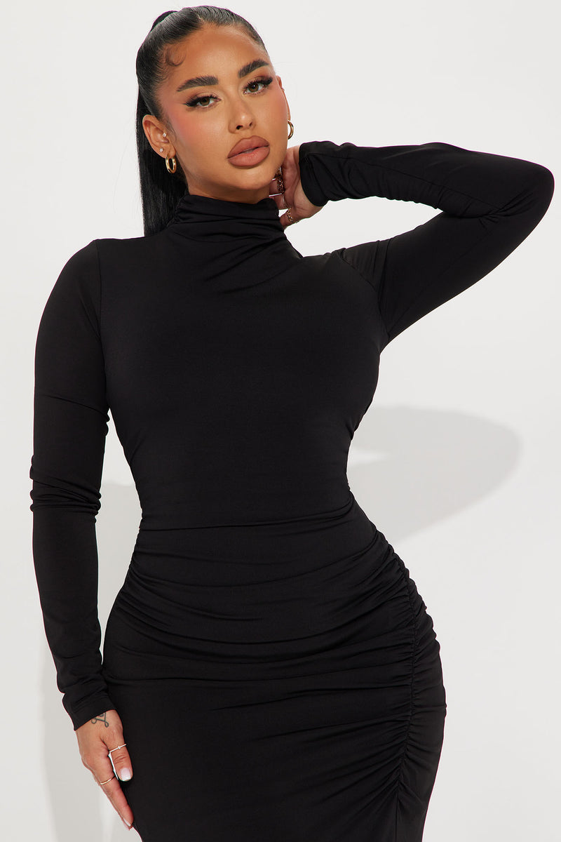 Nat Ruched Maxi Dress - Black | Fashion Nova, Dresses | Fashion Nova